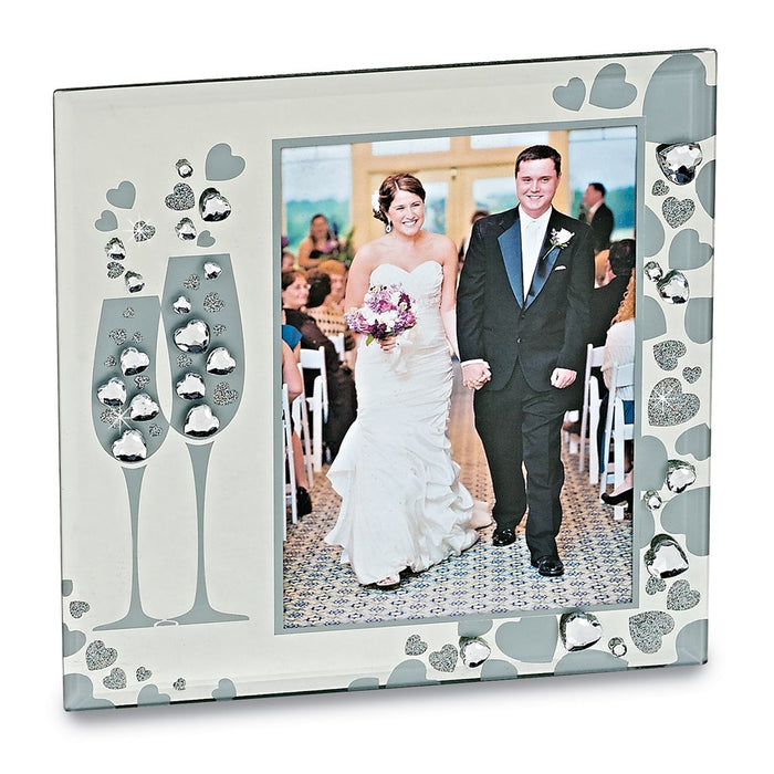 Occasion Gallery Wedding Keepsake Gifts, Glass Sparkling Toasting Flutes 5x7 Photo Picture Frame
