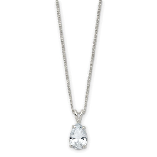 Keepsake Bereavement Silver-plated No Tears In Heaven CZ Teardrop 18in Necklace