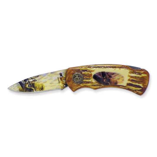 Deer Wild Outdoors Wood Grain Knife