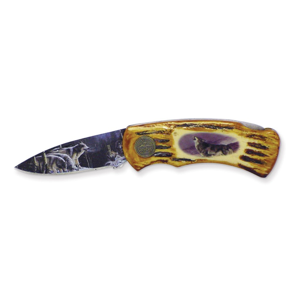 Wolf Wild Outdoors Wood Grain Knife