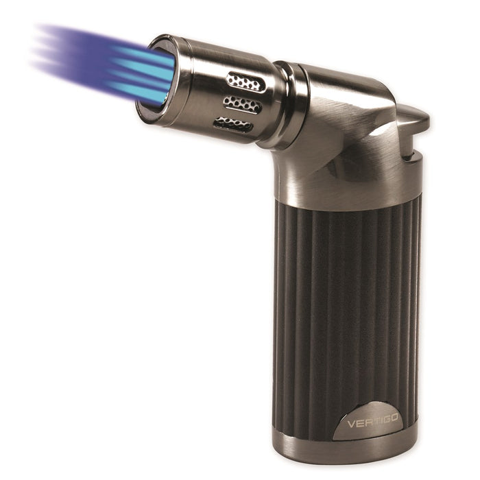 Vertigo Champ Black Matte and Gunmetal Quad Flame Table Torch Lighter