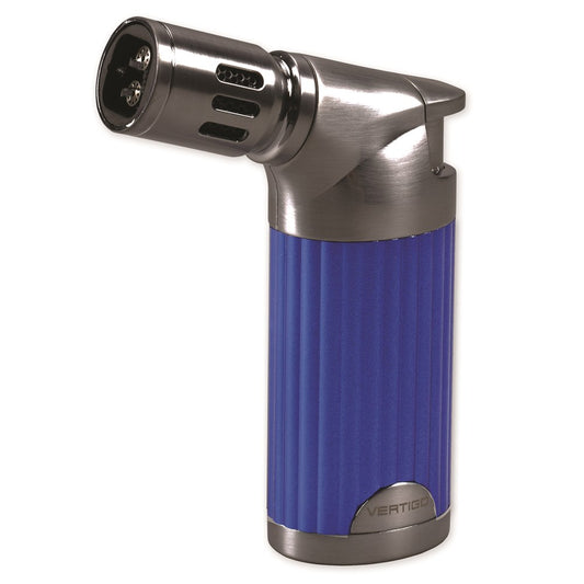 Vertigo Champ Blue Pearl and Gunmetal Quad Flame Table Torch Lighter