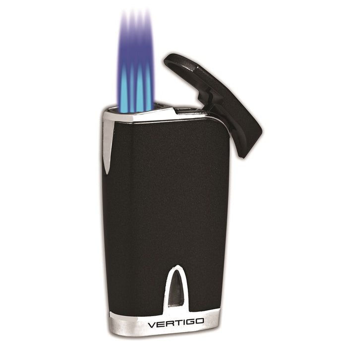 Vertigo Twister Black Matte and Brushed Chrome Quad Flame Torch Lighter