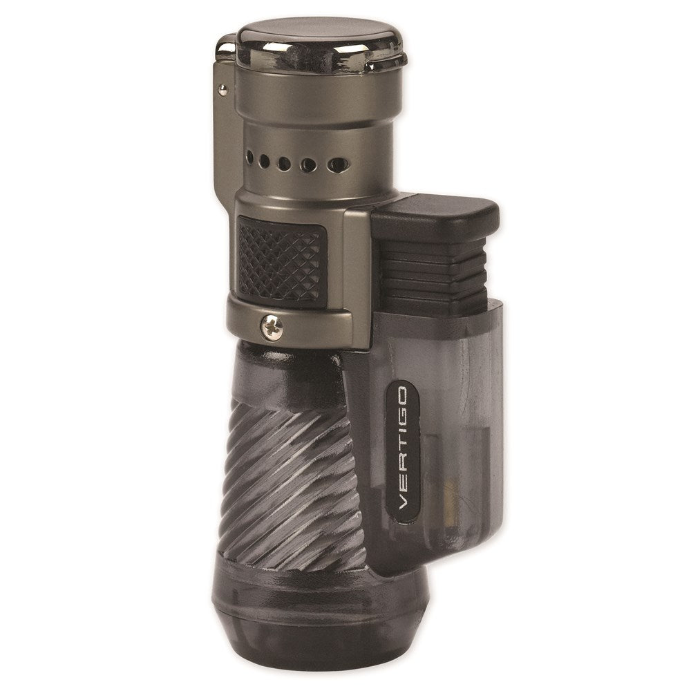 Vertigo Cyclone Charcoal and Brushed Chrome Triple Flame Torch Lighter