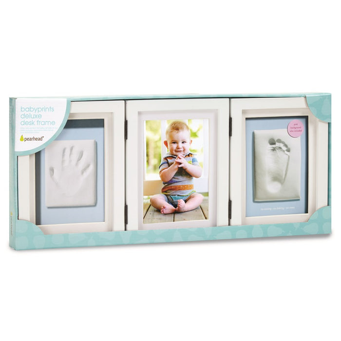 Occasion Gallery Baby Keepsake Gifts:  White Babyprints Deluxe Desk Photo Picture Frame