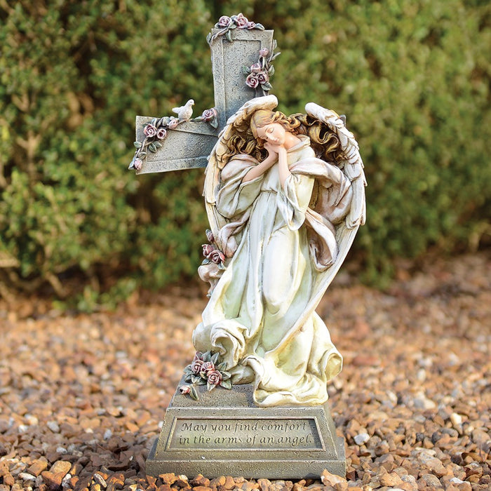Keepsake Bereavement May You Find Comfort In The Arms Of An Angel Memorial Angel Cross Statue