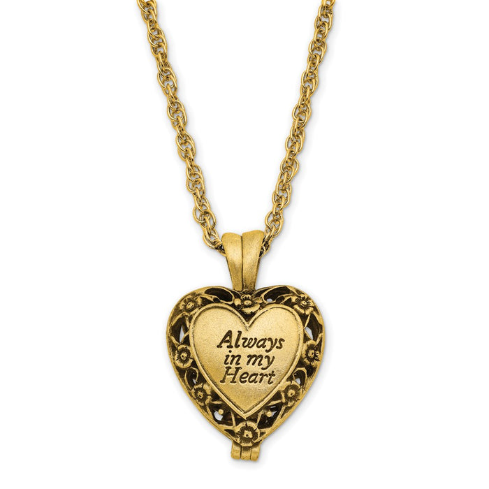 Keepsake Bereavement Always In Heart Gold-tone Heart Memorial Ash Holder Locket 24 inch Necklace
