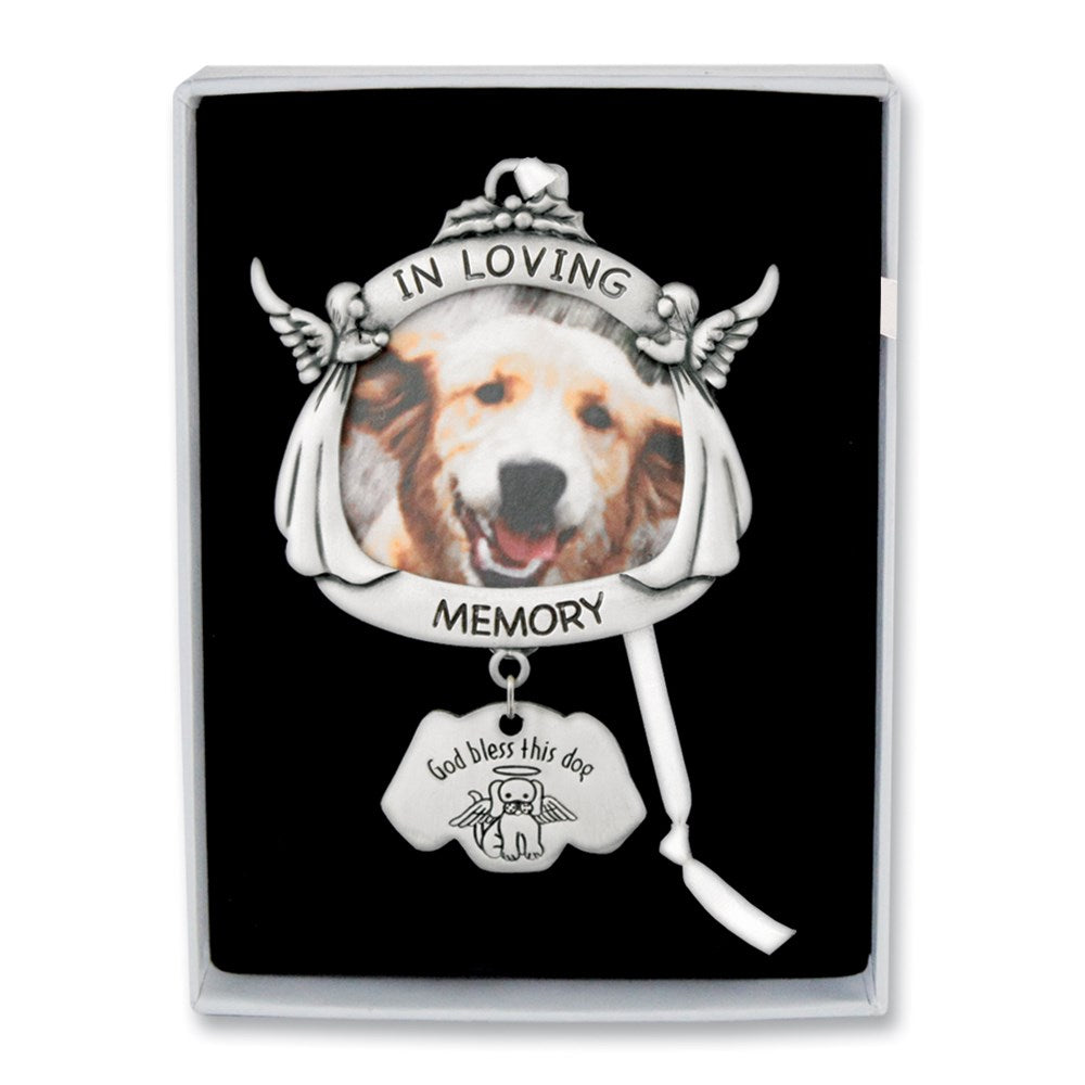Keepsake Bereavement In Loving Memory Dog Angel Memorial Holds 2inch Photo Silver-tone Ornament