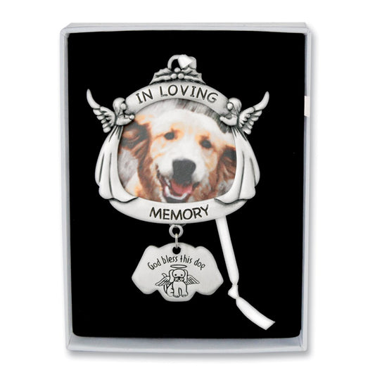 Keepsake Bereavement In Loving Memory Dog Angel Memorial Holds 2inch Photo Silver-tone Ornament