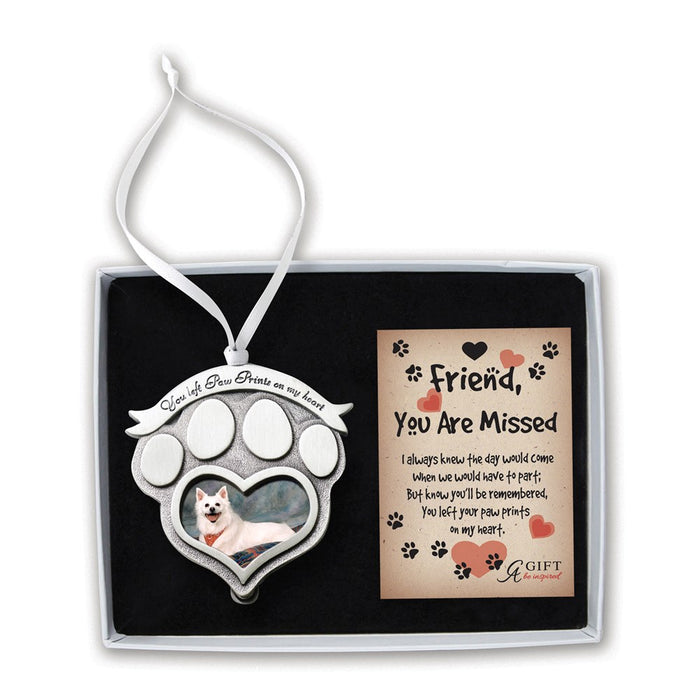 Keepsake Bereavement You Left Paw Prints On My Heart Memorial Holds 2 inch Photo Ornament
