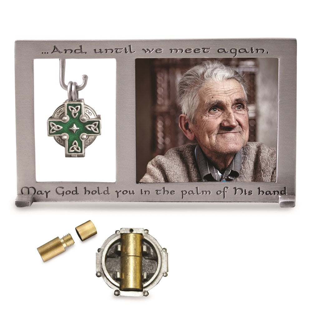 Keepsake Bereavement Green Celtic Memorial Cross Ash Holder Locket Dangle 3x5 Photo Frame