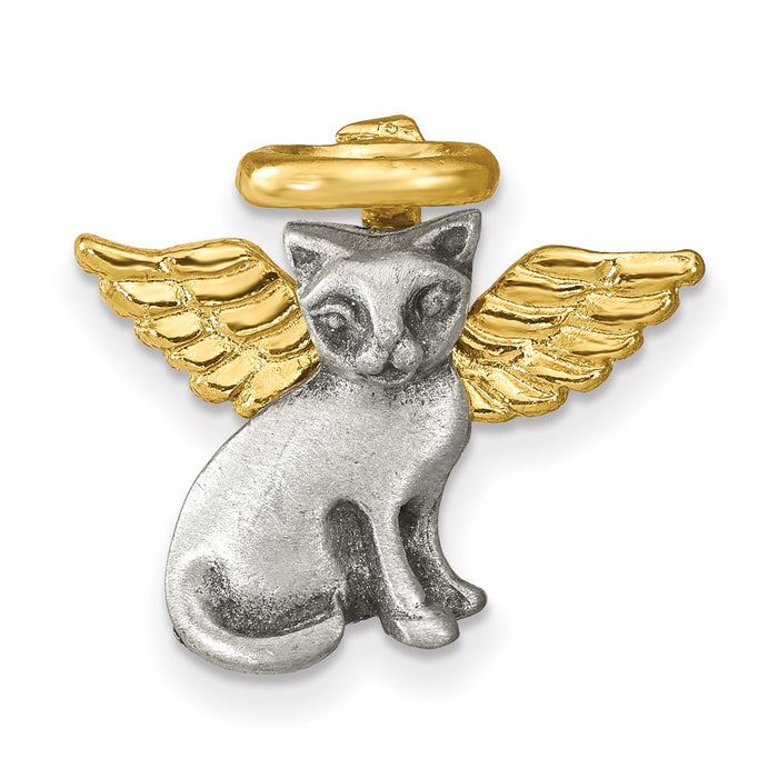 Keepsake Bereavement Pewter & Gold-tone Cat Angel Lapel Pin