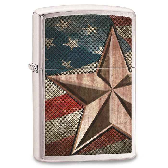 Zippo Retro Star Brushed Chrome Lighter