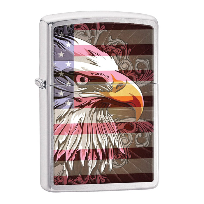 Zippo Eagle Flag Brushed Chrome Lighter