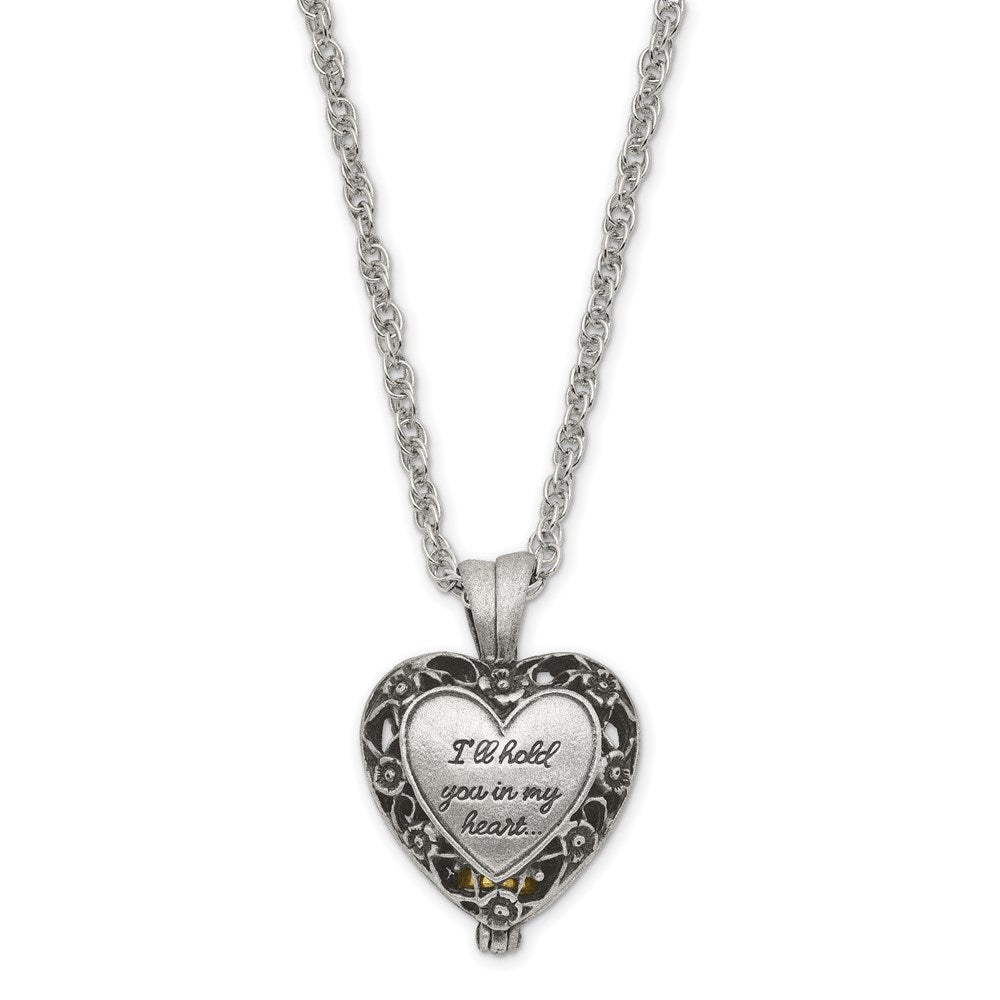 Keepsake Bereavement I'll Hold You In My Heart Pewter Finish Memorial Ash Holder 24in Necklace