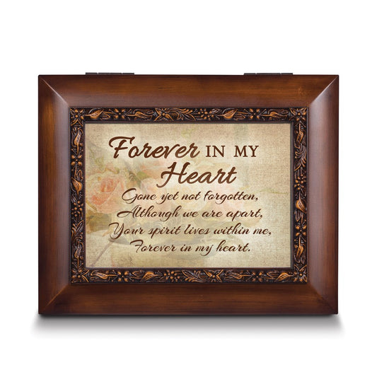 Keepsake Bereavement Forever in My Heart Memorial Woodgrain Resin Urn Box