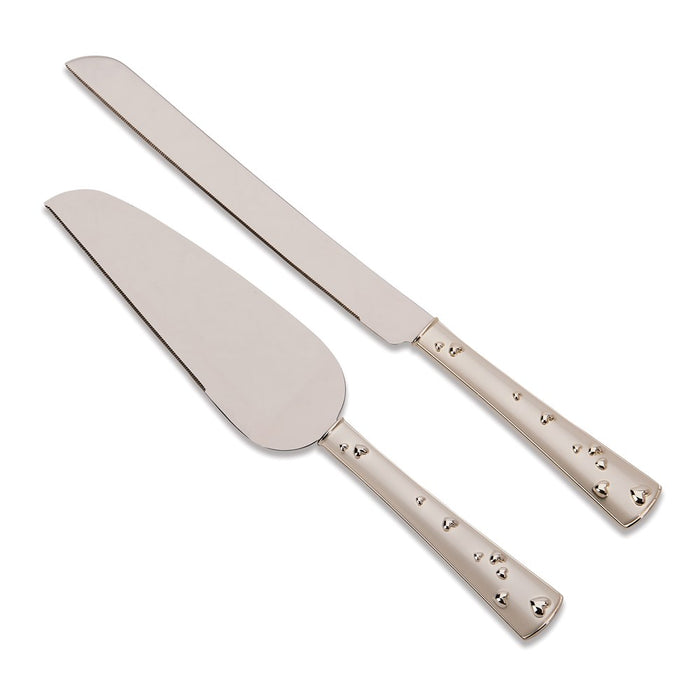 Nickel-plated Heart Shower Knife/Server Set