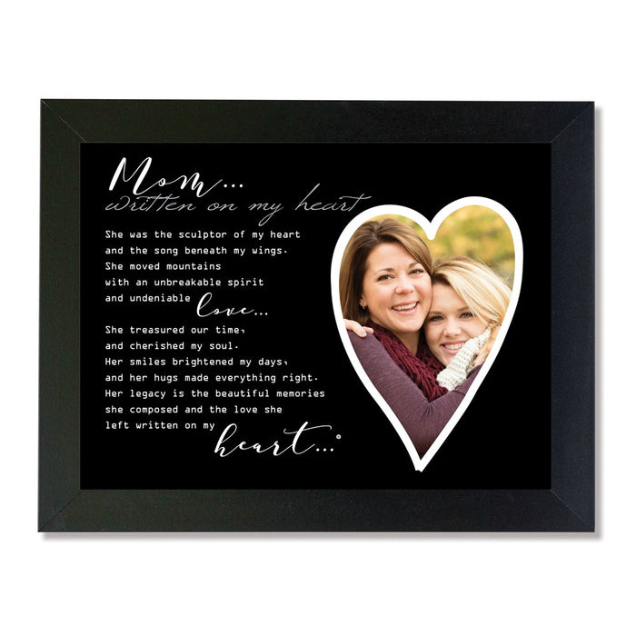 Keepsake Bereavement Written on my Heart 4x6 or 5x7 Photo Mom Black Wood Memorial Frame