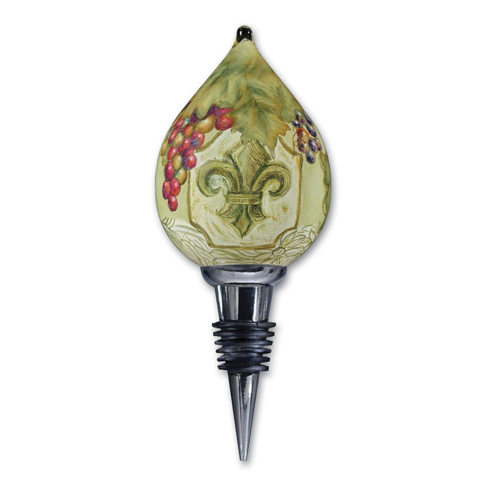 NeQwa® Fleur de Lis Vines Handpainted Wine Stopper