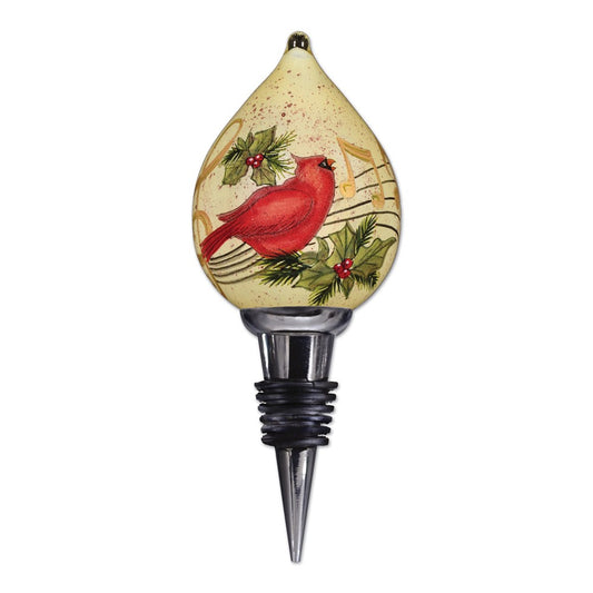 NeQwa® Cardinal & Holly Handpainted Wine Stopper