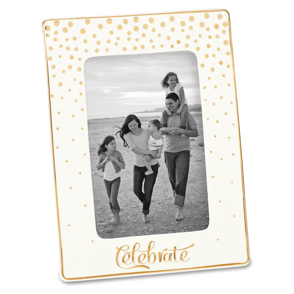 Porcelain & Gold-tone Celebrate 4x6 Photo Frame