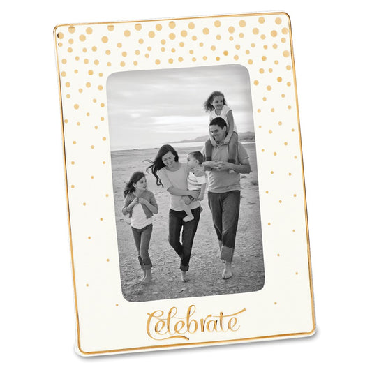 Porcelain & Gold-tone Celebrate 4x6 Photo Frame