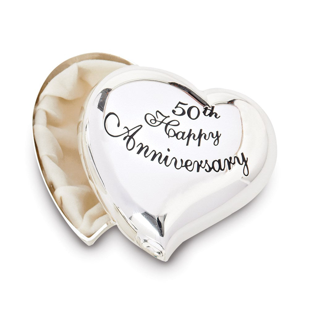 Silver-tone 50th Anniversary Heart Keepsake Box