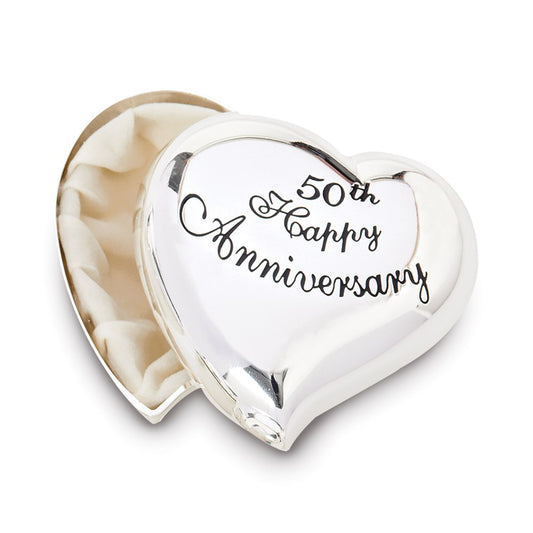 Silver-tone 50th Anniversary Heart Keepsake Box
