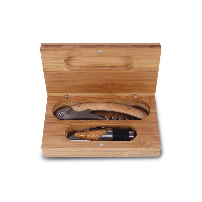 Occasion Gallery®  Stainless Steel & Bamboo Wine Set in Bamboo Case
