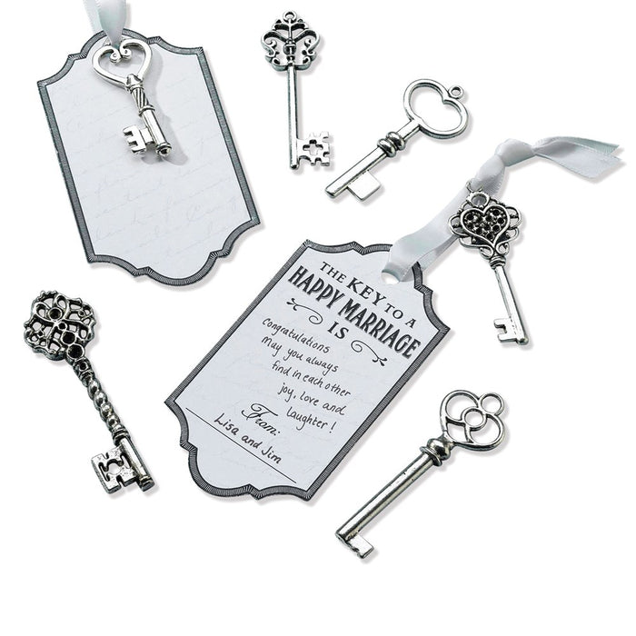 Lillian Rose Set/24 Silver-tone Keys & Key to Marriage Tags