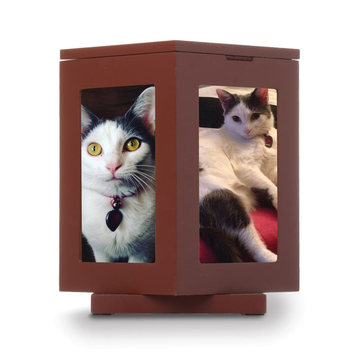 Keepsake Bereavement Brown Pawprints Rotating Pet Memory Keepsake Photo Frames Box