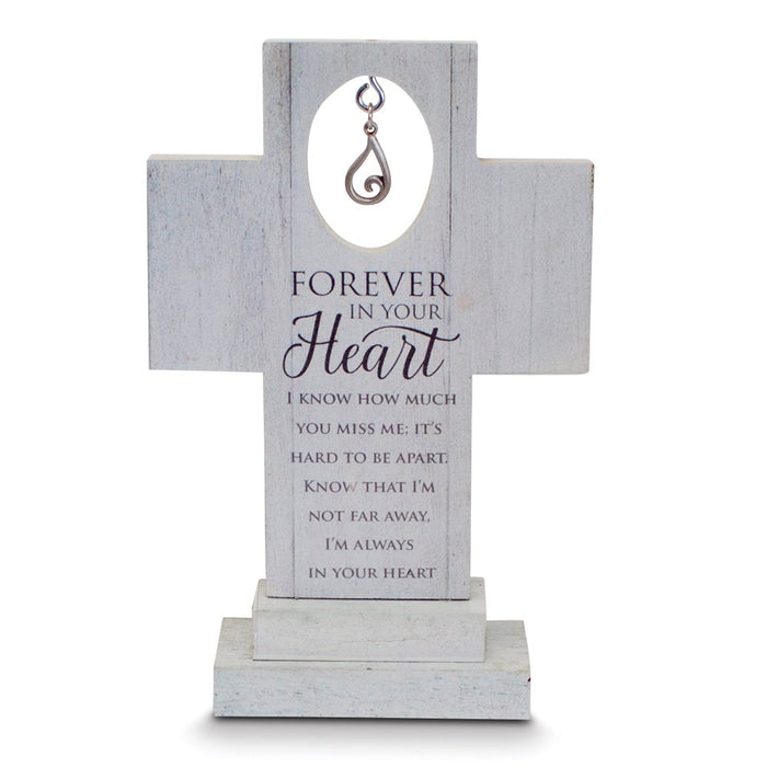 Keepsake Bereavement Forever In Your Heart 6 Standing Cross with Tear Charm Gift Boxed