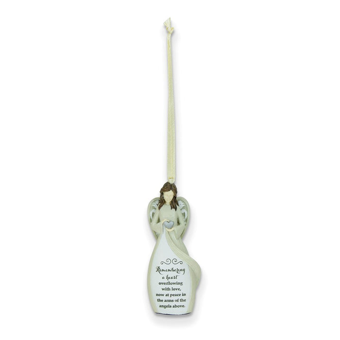 Keepsake Bereavement Remembering A Heart Angel Ornament on Ribbon with Card Boxed