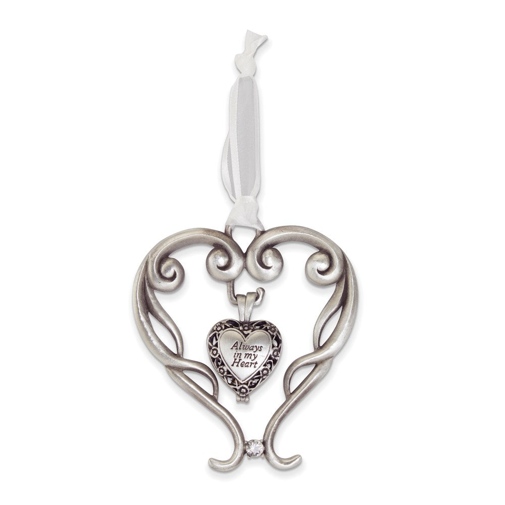 Keepsake Bereavement Silver-tone Enamel Heart Ornament with Always In My Heart Ash Locket