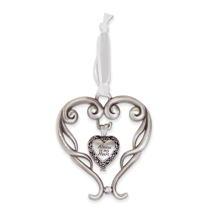 Keepsake Bereavement Silver-tone Enamel Heart Ornament with Always In My Heart Ash Locket