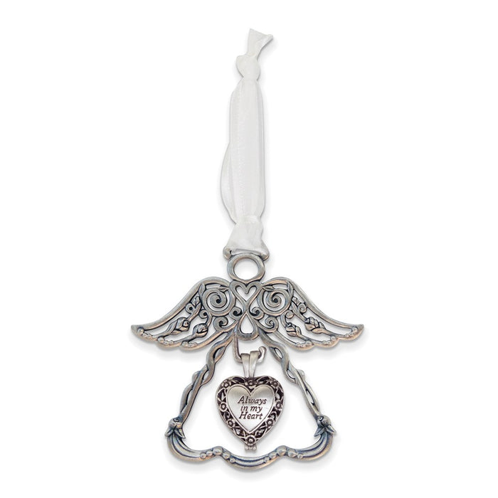 Keepsake Bereavement Silver-tone Enamel Angel Ornament with Always In My Heart Ash Locket