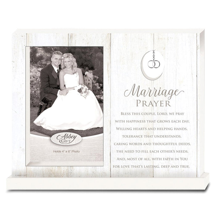 Occasion Gallery Wedding Keepsake Gifts, Marriage Prayer 4x6 Standing Photo Picture Frame with Double Rings Charm Boxed