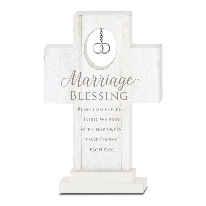 Marriage Blessing 6 Standing Cross w/Double Rings Charm