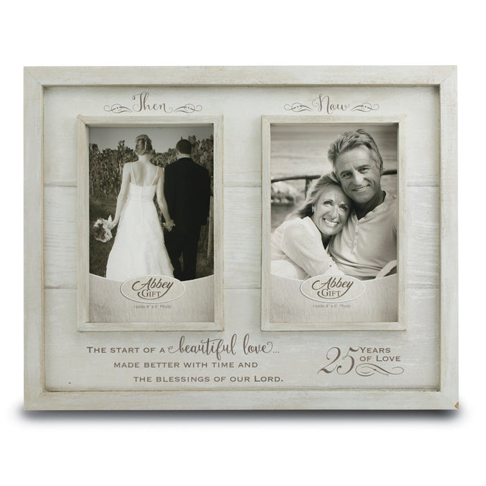 Occasion Gallery Then and Now 25th Anniversary Wood Photo Picture Frame Boxed