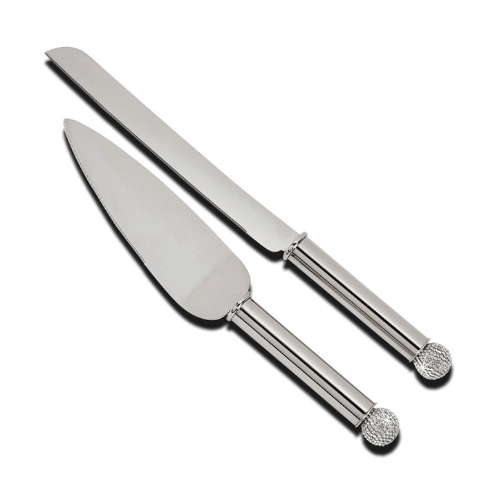 Stainless/Nickel-plated Crystal Ball Knife & Server Set