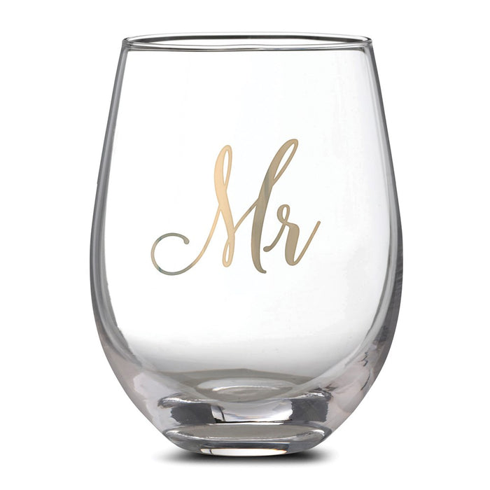 Lillian Rose Gold Mr. Stemless Wine Glass