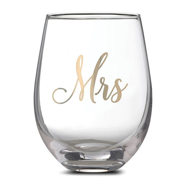 Lillian Rose Gold Mrs. Stemless Wine Glass