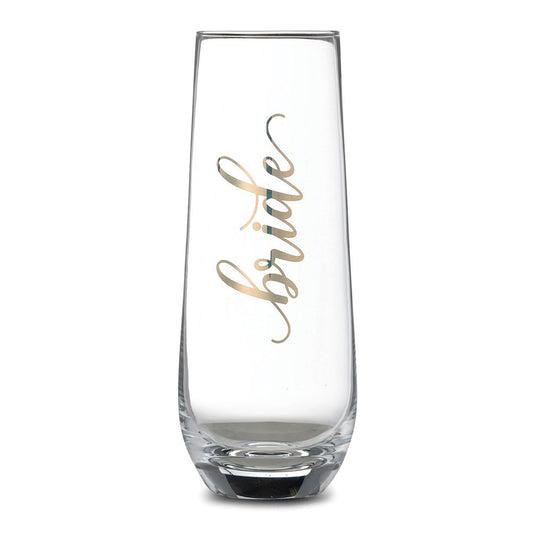Lillian Rose Gold Bride Stemless Champagne Glass