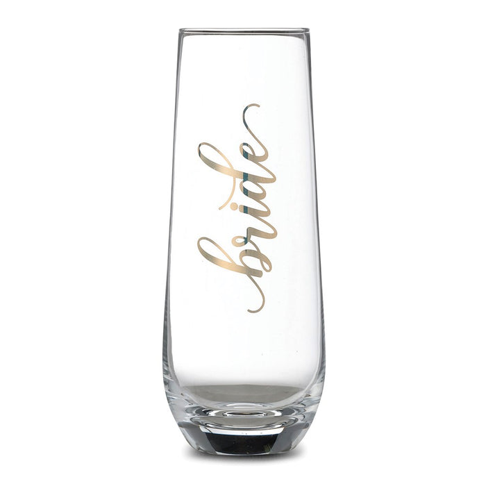 Lillian Rose Gold Bride Stemless Champagne Glass