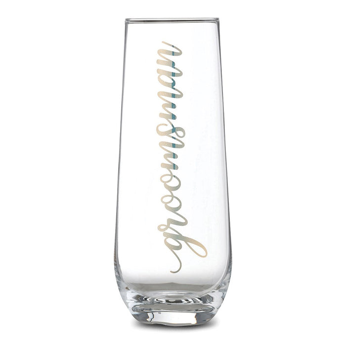 Lillian Rose Gold Groomsman Stemless Champagne Glass