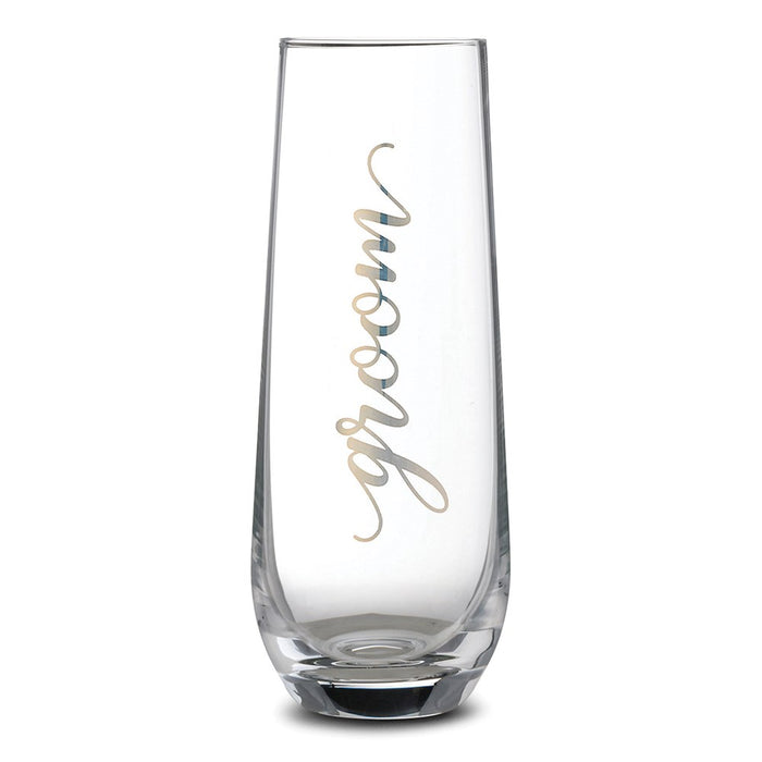 Lillian Rose Gold Groom Stemless Champagne Glass