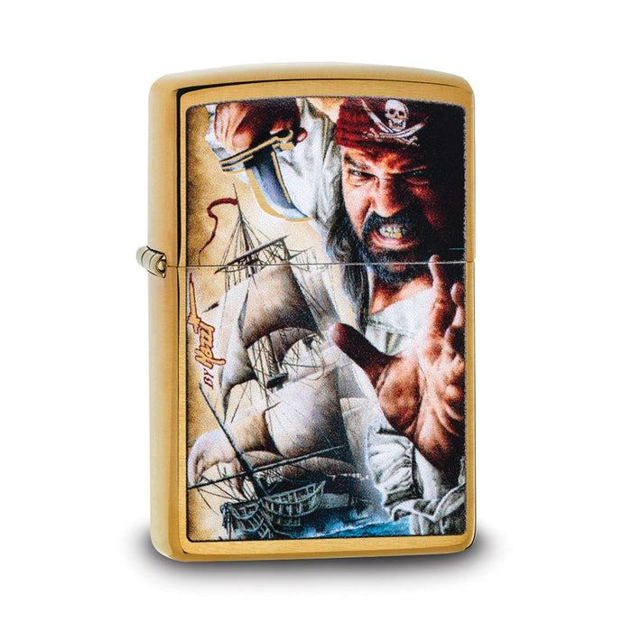 Zippo Mazzi Brushed Brass Pirate and Ship Lighter
