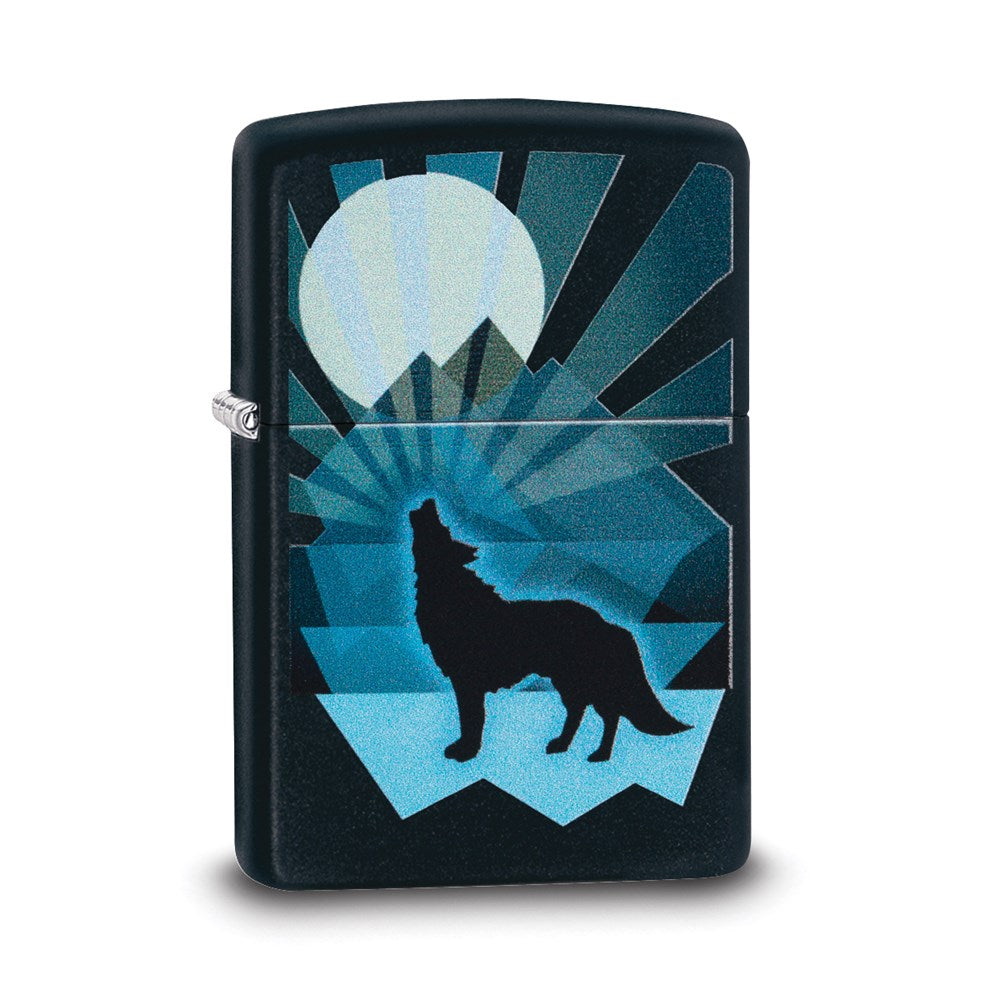 Zippo Black Matte Howl at the Moon Wolf Lighter