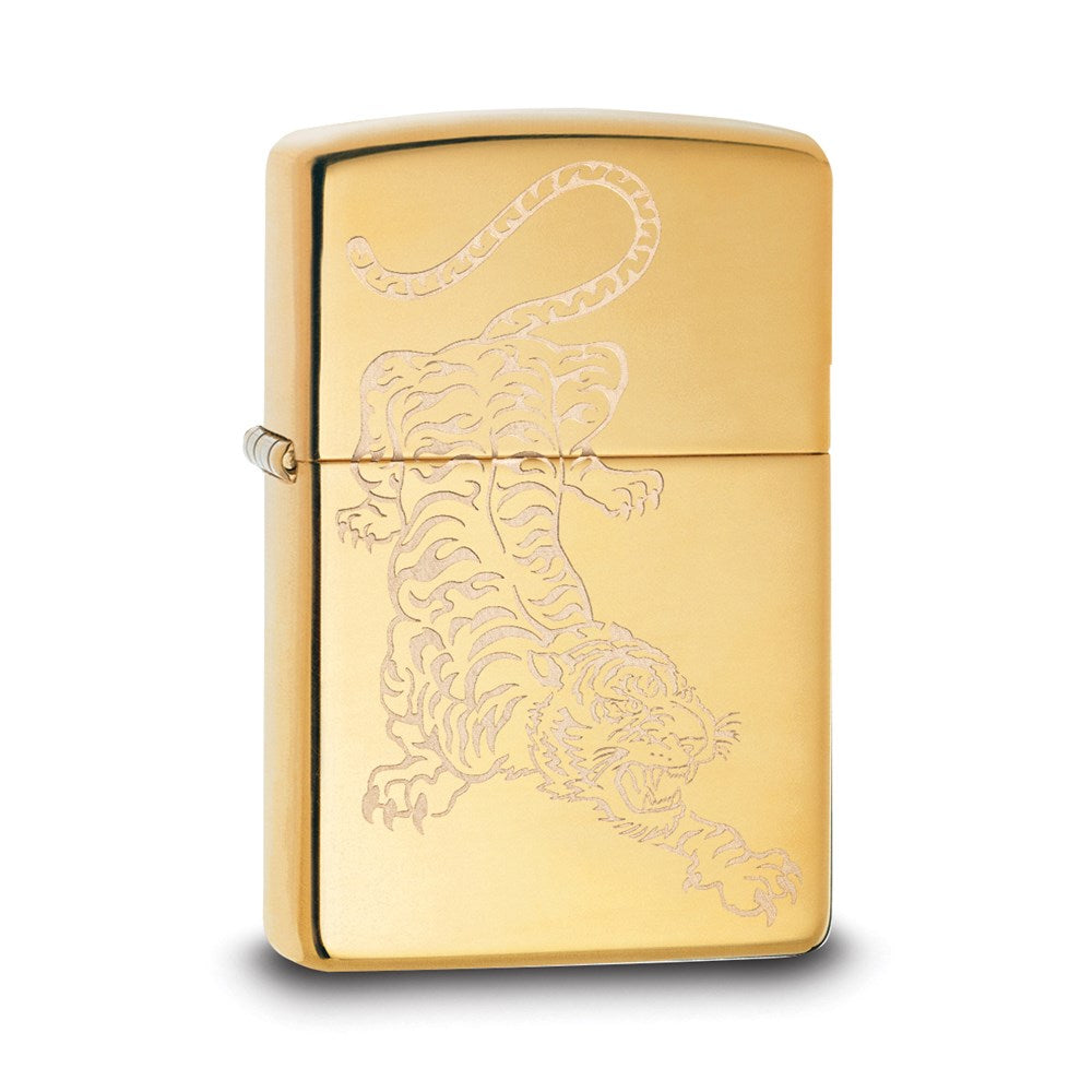 Zippo High Polish Brass Lustre Tiger Lighter