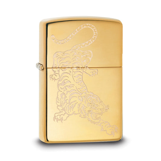 Zippo High Polish Brass Lustre Tiger Lighter